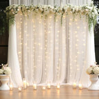 30x10ft White Tulle Backdrop Curtain with Lights String for Parites, Sheer Backdrop Curtains for Wedding Baby Shower Birthday Party Photo Shoot Decorations - Image 3