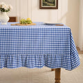 Romanstile Gingham Ruffled Tablecloth Rectangle, 60 x 84 Inch, Blue by Romanstile