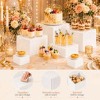 6 Pcs Food Risers for Display Party Buffet Riser White(4",4",5",6",7",8") - Image 4