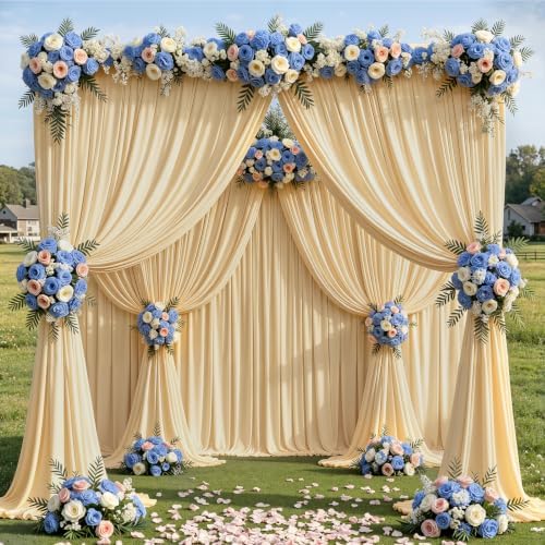 20x12ft Champagne Backdrop Curtain Panels for Parties - Wrinkle Free Polyester Photo Curtain Backdrop Wedding Back Drop Fabric Drapes for Party Decorations Background for Photography - Image 4