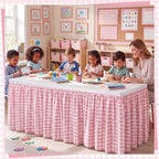 Back to School Pink Gingham Teacher Desk Skirt for Classroom - Image 3