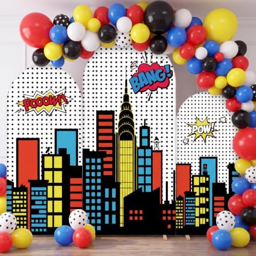 Moukeren 4-6ft Arch Backdrop Cover Spandex Stand, Hero Party by Moukeren