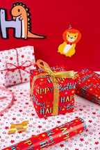 WRAPAHOLIC Jumbo Reversible Birthday Wrapping Paper - 30 Inch x 100 Feet Jumbo Roll - Red Happy Bday to you Lettering and Stars Design for Birthday, Baby Shower - Image 7