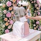 Wenqik Arched Acrylic Wedding Card Box with Pink Writable Standee - Image 3
