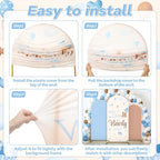 3Pcs We Can Bearly Wait Arch Backdrop Cover 4ft 5ft 6ft Blue Bear Baby Shower Decorations Bear Theme Round Top Stretchy Arch Stand Covers Photo Background for Birthday Gender Reveal Party Decor - Image 4