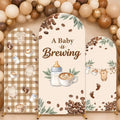 3Pcs A Baby is Brewing Baby Shower Decoration Coffee Themed Arch Backdrop Cover Brown Coffee Bean Theme Backdrop Party Favor for Gender Reveal Welcome Boy Girl Party Supply Decorations 4ft,5ft,6ft by chiazllta