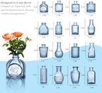 Glass Bud Vases Set of 16 - Blue Assorted Small Mini Glass Vases for Flowers, Crystal Vintage Vase Set, Bulk Centerpieces for Table Décor, Wedding, Home and Events (Blue, 16 Pcs) - Image 7
