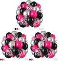 Hot Pink and Black Balloons,50PCS 12 Inch Black Pink and Silver Confetti Balloons with Ribbon,for Girls Wedding Bridal Shower Birthday Party Decorations (Pack of 3) by FEYG