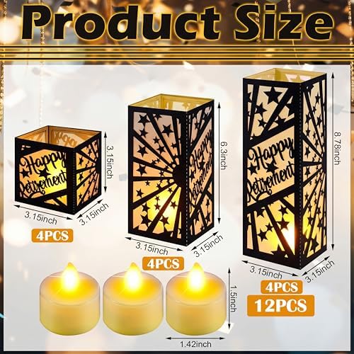 Rossesay 12 Pcs Retirement Lantern Centerpiece for Black and Gold Party - Image 2