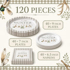40 Guests Hunting Baby Shower Plates and Napkins Set, Little Hunter - Image 3