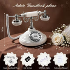 Audio Guest Book Wedding Phone, Retro Telephone Voice Recorder with Custom Greeting, Rechargeable Message Keepsake for Bridal Shower, Anniversary & Special Occasions（White） - Image 5