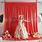 Red Satin Backdrop Curtains 6 Panels - Glitter Photo Drapes for Baby Shower, 30x10FT Shimmer Back Drop Cloth, Wrinkle Free for Birthday Party Prom Holiday Stage Background - Image 6