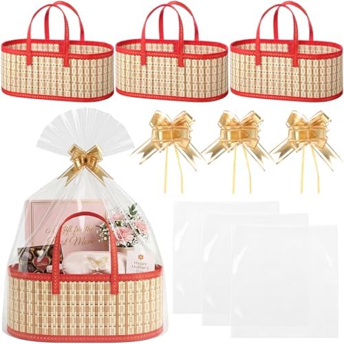 Reallnaive 3 Set Large Empty Gift Basket to Fill, Bamboo Woven by Reallnaive