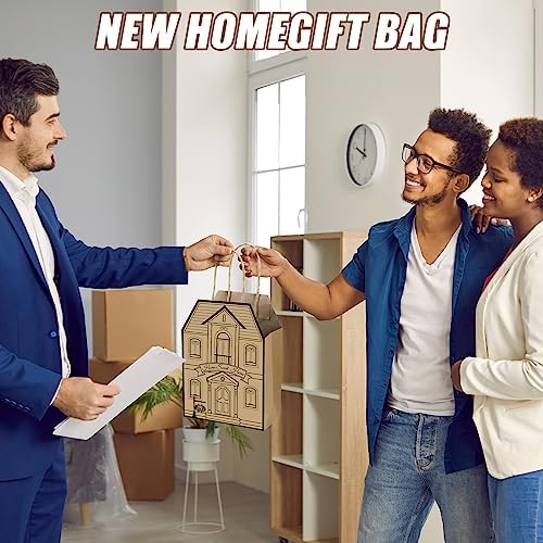 Colarr 50 Pcs House Shaped Gift Bag Real Estate Agent Supplies, Brown - Image 3