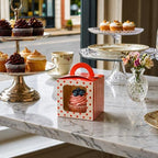 Restaurantware-Pastry Tek 4.5 Inch Individual Cupcake Boxes, 100 Polka Dots Cupcake Favor Boxes - Fits 1, With Window, Pink Paper Cupcake Gift Boxes, Built In Handle, For Weddings Or Parties - Image 3