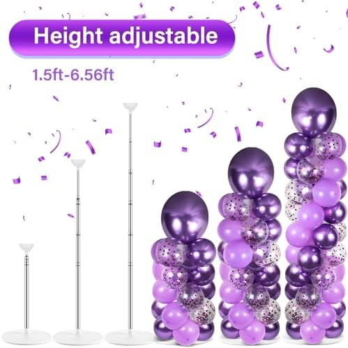 2 Sets Adjustable Balloon Column Stand Kit with Bases（Purple） - Image 4