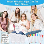 Handepo 26 Pcs Baby Shower Games DIY Bodysuit Set 1 Wooden Sign 15 White Bodysuits 10 Fabric Markers for Birth Decorating Kit(Bear) - Image 6