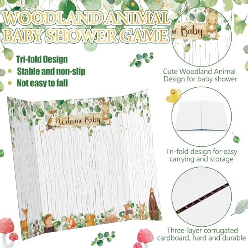 Ctosree 31 Pieces Woodland Animal Baby Shower Diaper Game 1 Diaper Baby Shower Game Board 7 Diapers 10 Plastic Balls 1 Organza Bag for Bridal Games Boy Girl - Image 4
