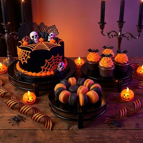 Black 3Pcs Nesting Metal Cake Plate Stand Set 8" 10" 12" Dessert - Image 2