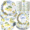 Newtay 250 Pcs Amalfi Lemon Disposable Paper Plates and Napkins by Newtay