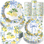 Newtay 250 Pcs Amalfi Lemon Disposable Paper Plates and Napkins by Newtay