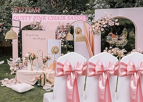 50 Pack Dusty Pink Chair Sashes, Satin Bows for Chairs for Birthday Wedding Party Gender Reveal Decor, Dusty Pink Chair Bows Sashes, Romantic Chairs Ribbons Ties - Image 2