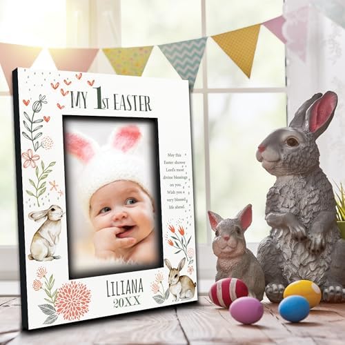 BELLA BUSTA- Personalize Baby First Year Memory Keepsake Picture Frame-Nursery Decor (1st Easter (5x7 Vertical)) - Image 3