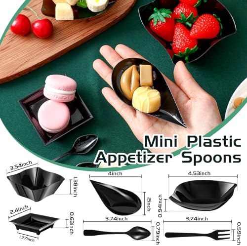 Tessco for you 800 Pcs Mini Appetizer Plates Classic Style Black - Image 2