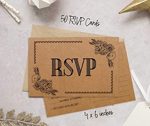 50 Blank RSVP Cards,RSVP Postcards No Envelopes Needed,Kraft Print Response Card,RSVP for Wedding,Baby Shower,Bridal Shower - Image 4
