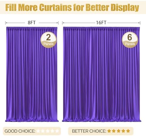 16x10FT Dark Purple Backdrop Curtains for Wedding Parties, Wrinkle Free Polyester Photography Backdrop Drapes for Baby Shower Birthday Parties Stage Background Stand Decorations 4x10ft,4 Panels - Image 7