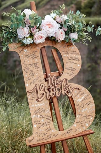 Guest Book Alternative Wedding Family Name Sign Personalized Wooden Guestbook Alternative for Wedding,Baby Shower,Anniversary, Bridal Shower Decorative Signs & Plaques (40cm .7") - Image 2