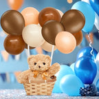 Hollowfly 6 Set Bear Baby Shower Party Decoration Table Centerpieces 6 Gender Reveal Stuffed Plush Bears 6 Bamboo Baskets 60 Colorful Balloons 12 Balloon Stands Birthday Party Wedding(Brown) - Image 6