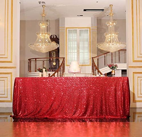 SquarePie Sequin Tablecloth 90x132 Inch Red for Christmas Wedding Party - Image 4