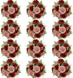 12 Bundles Peonies Artificial Flowers Bulk, Dusty Rose & Terracotta by Nagobi