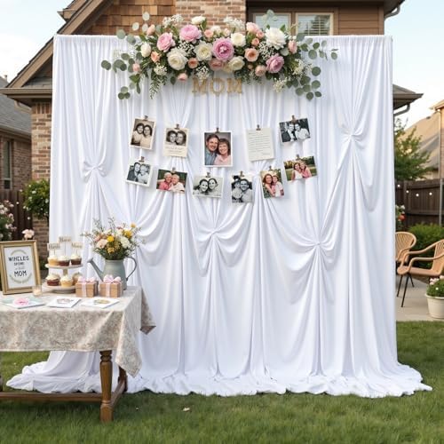 20ftx12ft White Backdrop Curtains for Wedding Party 4 Panels 5×12FT Tall by LeegleriTableSkirt