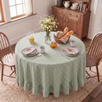 Eternal Beauty Gingham Ruffled Tablecloth Sage Green 70 Round by EternalBeauty