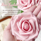 50pcs Dusty Rose Gold Foam Fake Roses with Stems Blush Pink Mauve Artificial Flowers Real Looking for Wedding Bouquets Bridal Shower Centerpieces Floral Arrangements Party Tables Home Decor Bulk - Image 6