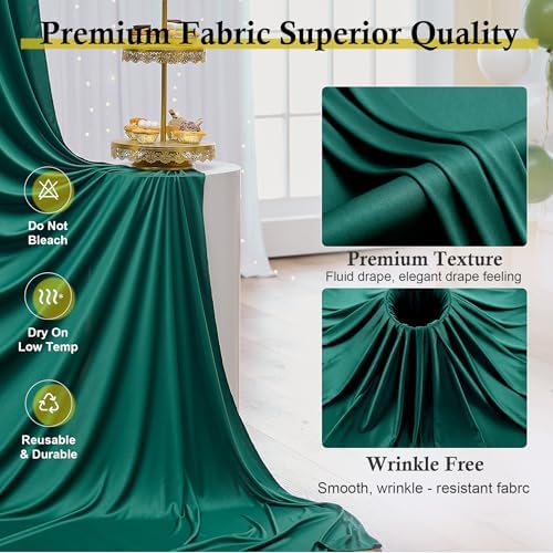 20ft x 15ft Hunter Green Backdrop Curtains for Wedding Parties, 4 Panels Extra Long Wrinkle Free Fabric Drapes Photo Backdrop for Baby Shower Birthday Stage Reception Lobby Decoration - Image 3