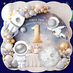 4 Pcs Large First Trip Around The Sun Decoration for Boy Birthday Space Party Cardboard Cutouts, Moon Astronaut Rocket Themed Standups for Baby Shower Photo Booth Backdrop Decor - Image 2