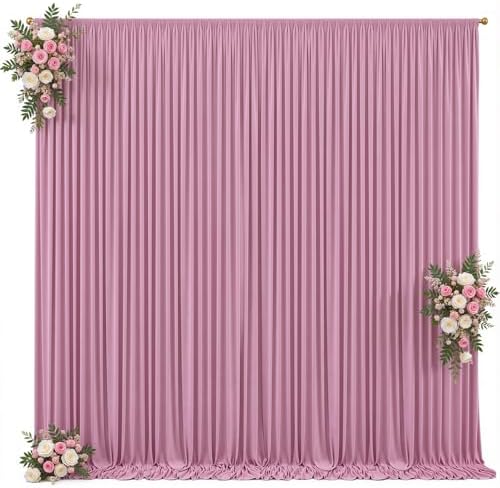 40x10ft Dusty Pink Backdrop Curtain for Wedding Parties Wrinkle Free Fabric Pink Drapes Backdrop Decoration for Baby Shower Birthday Photography Decoration 8 Panels, 5ft x 10ft - Image 7