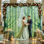 10ft x 10ft Hunter Green Tulle Photo Backdrop Curtain with Lights String for Christmas Party Sheer Curtain Backdrop Drapes for Birthday Party Holiday Wedding Photo Booth Background Room Decorations - Image 4