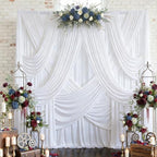 30ftx12ft White Backdrop Curtains for Wedding Parties, Wrinkle Free 6 Panels Silky Polyester 12 ft Long Photo Backdrop Drapes Back Drop Cloth Drapery for Birthday Photography Background Curtains by Htper