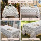 Ridhi Block Print Quiet Earth Rectangle Cotton Tablecloth 90" x 60" Reusable Table Cover Decorative Everyday Use for Dining, Farmhouse, Home Gift for Spring, Easter, Valentine - Image 5