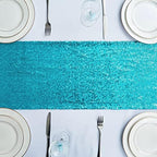 6PCS 12x72 Inch Sequin Table Runner Turquoise Glitter Table Runner for Party, Wedding, Bridal Baby Shower, Event Decorations（6PCS, 12x72 Inch, Turquoise） - Image 2