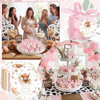 MTLEE 24 Sets Cow Baby Shower Favors Party Candle Small Bubble Candle Baby Shower Favors for Guests Tea Candles Bulk with Stylish Ribbons Cards Gifts(Pink, Cow) - Image 5