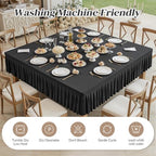 Wish Care 2 Pack Black Spandex Tablecloths for 60x60 Inch Square Tables, Stretch Fitted Table Clothes with Pleated Ruffle Skirt for 60” Table, Wrinkle Free and Elastic, for Party Kitchen Home Dining - Image 6