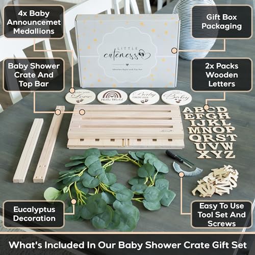 Wooden Baby Shower Crate Closet, Personalized Baby Shower Basket, Natural - Image 2