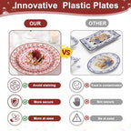 Hioasis Red Plastic Plates, Floral Disposable Plates, 60 Pcs for 30 Guests - Image 5
