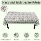 Ridhi Evergreen Ikat and Red Hand Block Print Cotton Rectangle Tablecloth 60x102 inch Reusable Table Cover Decorative Everyday Use for Dining Room, Farmhouse, Home Gift for Spring, Summer - Image 7