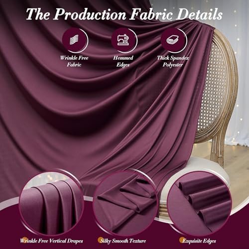 10 ft x 10 ft Wrinkle Free Maroon Backdrop Curtain for Parties, Polyester Burgundy Photo Backdrop Drapes 2 Panels 5x10ft for Baby Shower Wedding Birthday Party Engagement Ceremony Decoration - Image 4